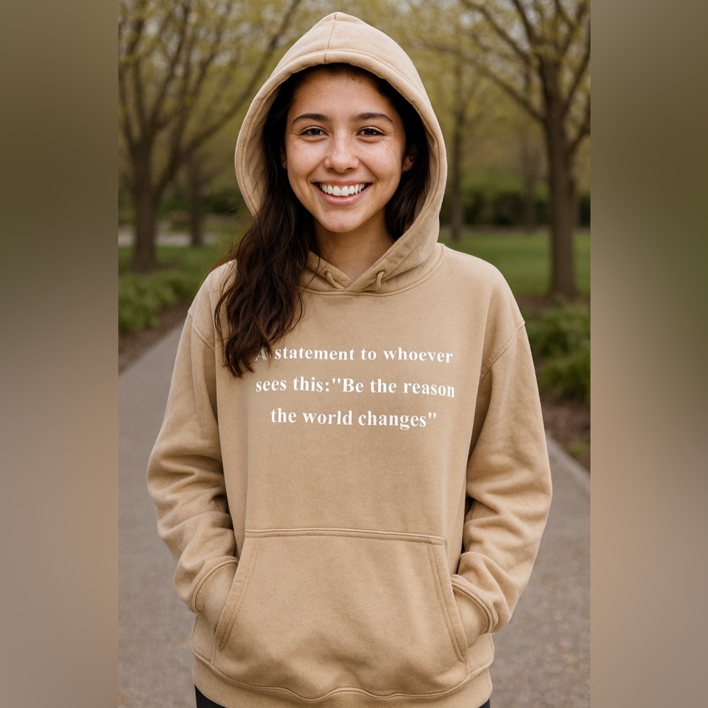 Tan Hoodie‎ with Inspirational Quote